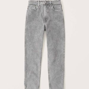 Abercrombie high rise light gray mom jeans